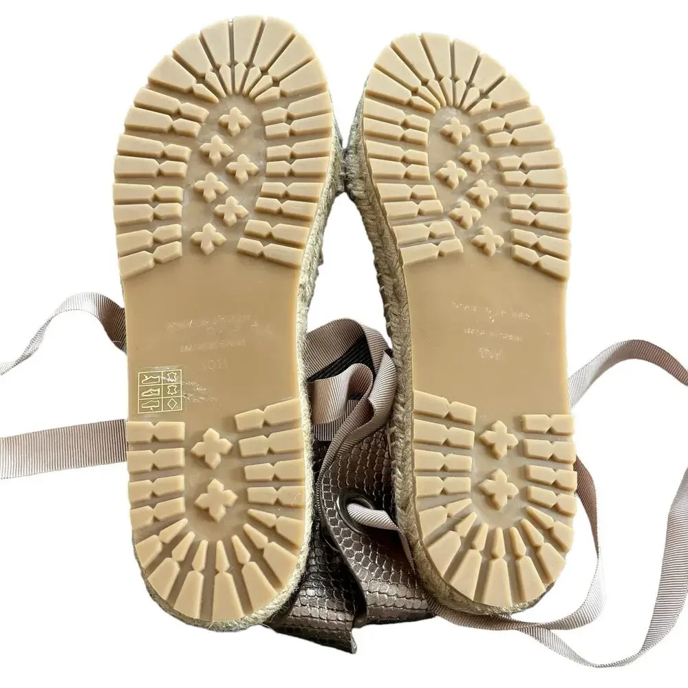 Donald Pliner Esther Leather Espadrille Sandal 10 Copper Metallic Snake